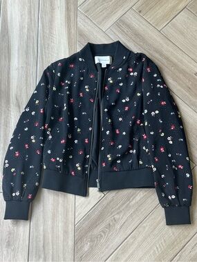 POPSUGAR Black Floral Bomber Jacket